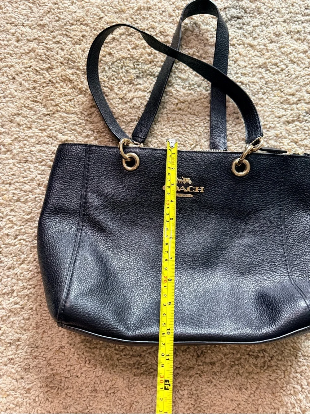 Coach Black Pebbled Leather Shoulder Bag Tote Purse